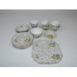 Vintage Imperial Bone China Part Tea Set - 4x Teacups, 4x Saucers, 6x Tea Plates, 1x Cake Plate,