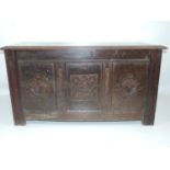 Carved Oak Coffer - 48" Long