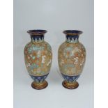 Pair of Royal Doulton Vases - 12" Tall. Damage To Rim