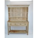 Victorian Stripped Pine Dresser with Two Drawers Under. 58" W x 19" D x 81" H