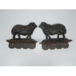 Pair of Cast Iron Door Porters - Ram and Ewe