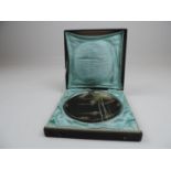 Black Oriental Plate with 2x Silver Handles in Case - Mark on Reverse