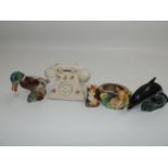 China Ornaments - Poole Pottery Dolphin, Money Box, Duck and Fauna Ornaments