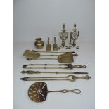 Quantity of Brassware - Fire Dogs, Vase etc