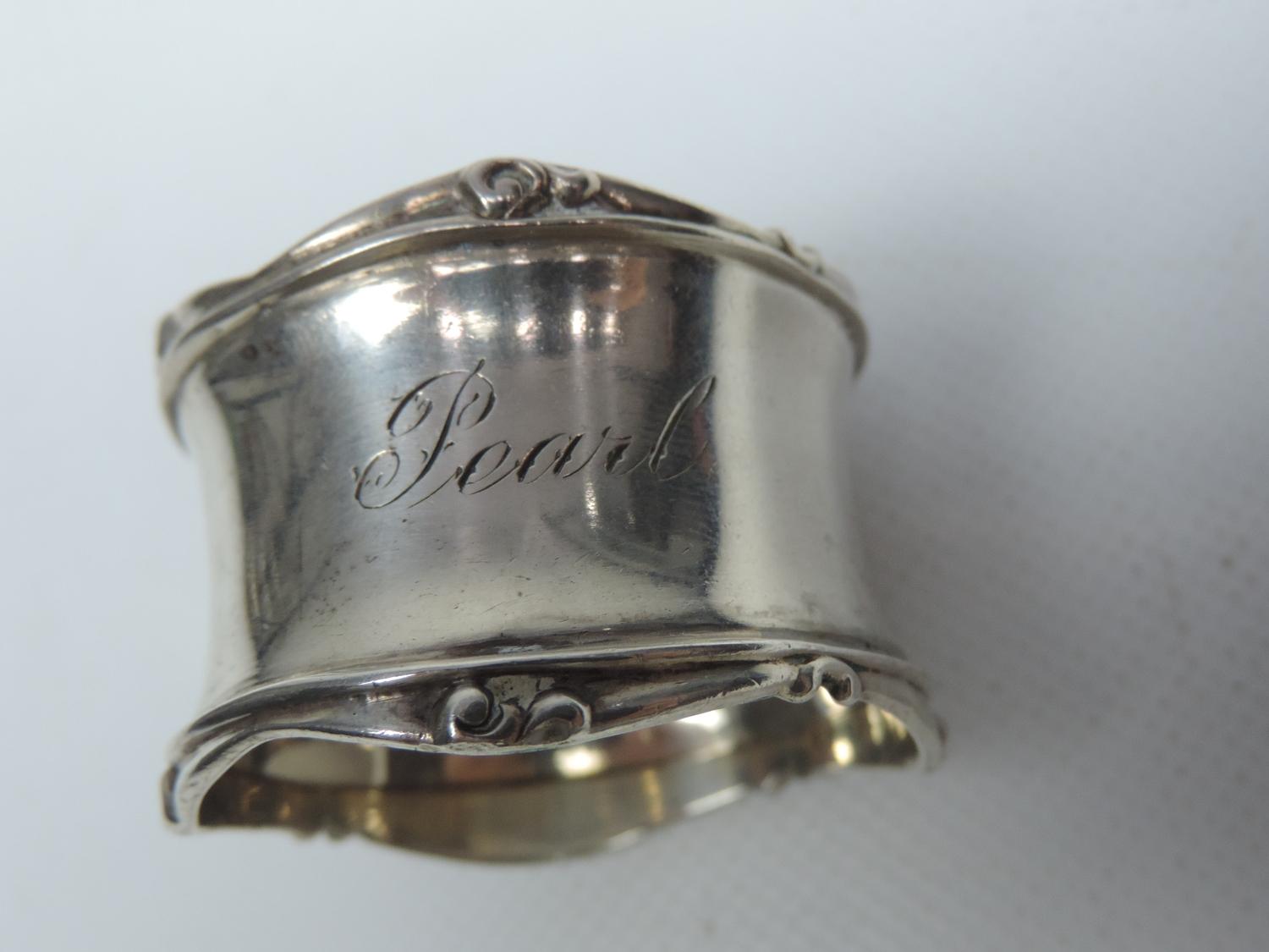 Silver Napkin Ring Engraved 'Pearl' and a Silver Thimble 'H.G&S The S.P.A' - Approximately 29 grams - Image 2 of 6