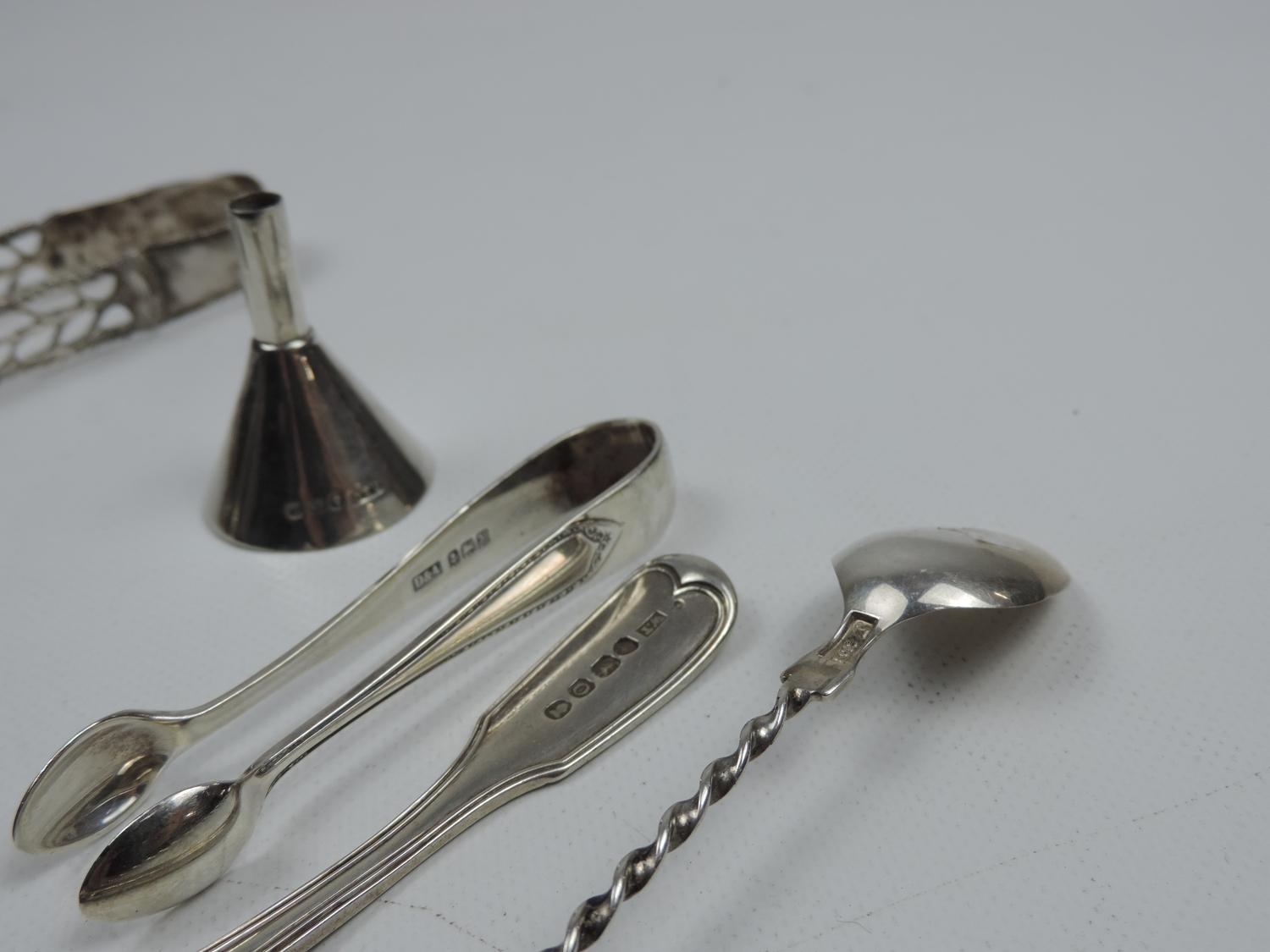 Various Silver Flatware - Perfume Funnels, Spoons and Sugar Nips - Image 4 of 5