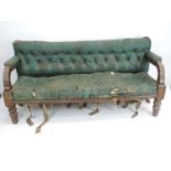 Victorian Mahogany Billiards Room Seat with Original Green Leather Upholstery