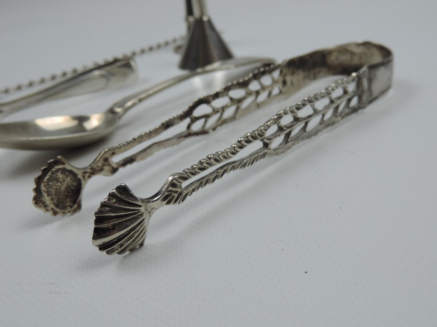 Various Silver Flatware - Perfume Funnels, Spoons and Sugar Nips - Image 3 of 5