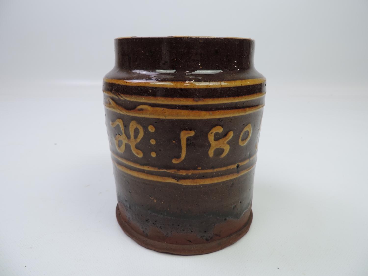 Very Rare Burton Lonsdale Slipware Mug, Slipware Decoration Along with the Date 1805 - Image 2 of 5
