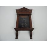 Carved Oak Wall Mounted Display Case - 26” High