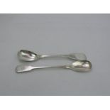 A Pair of Georgian Exeter Silver Salt Spoons, Fiddle Pattern, Dated 1825 and 1832 - both approx. 4.