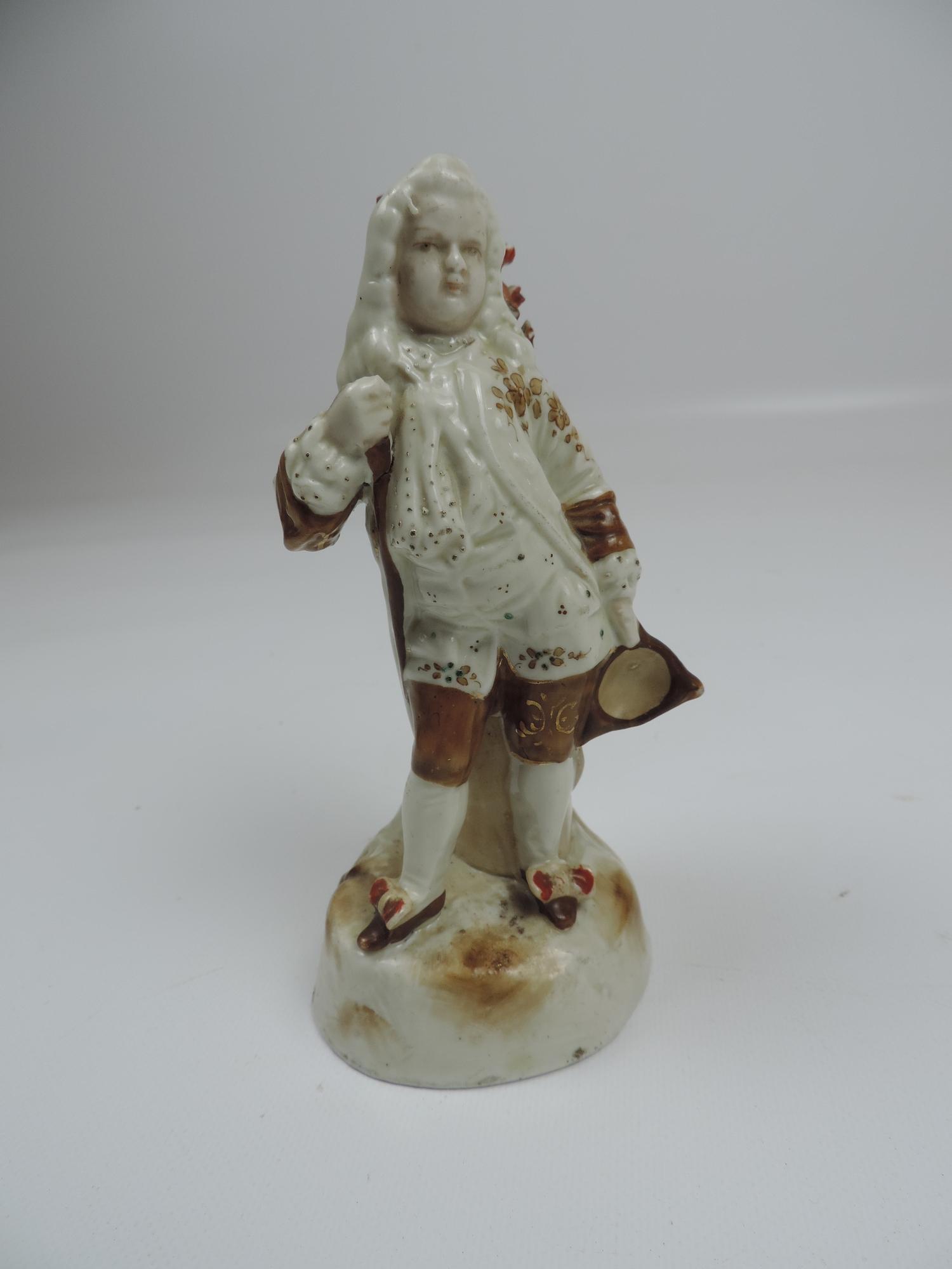 Porcelain Ornament of a Boy - Character Mark To Base - 6" Tall