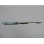 Sterling Silver Paper Knife with Guilloche Enamelled Handle - Damage to Enamel