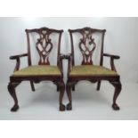 Set of 8x Mahogany Dining Chairs, 2x of which are Carvers - Profusely Carved on Ball and Claw Feet