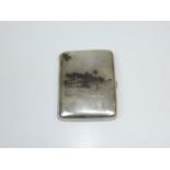 Unmarked Silver Cigarette Case with Etched Decoration