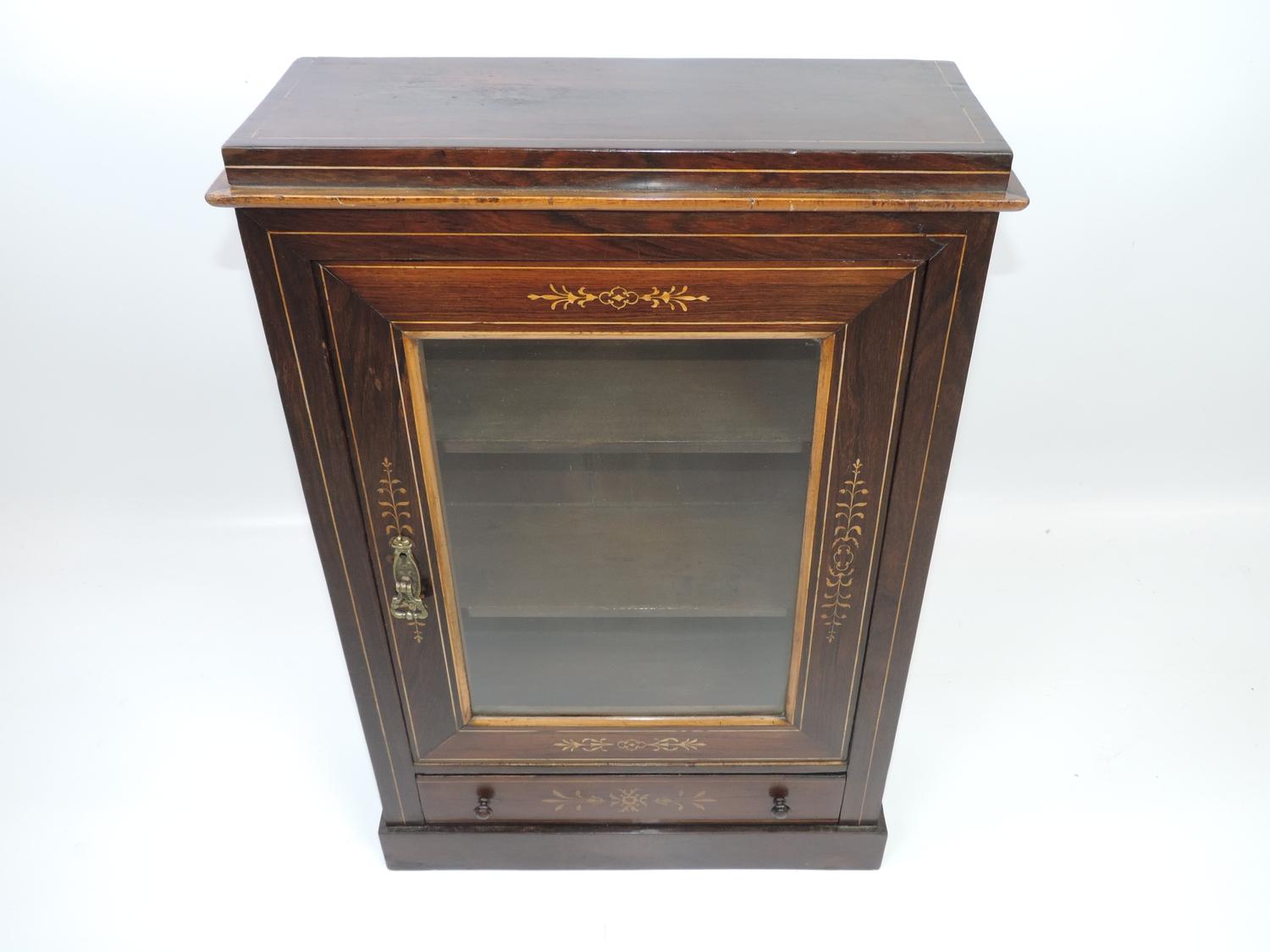 Small Victorian Rosewood Pier Cabinet with Drawer Under