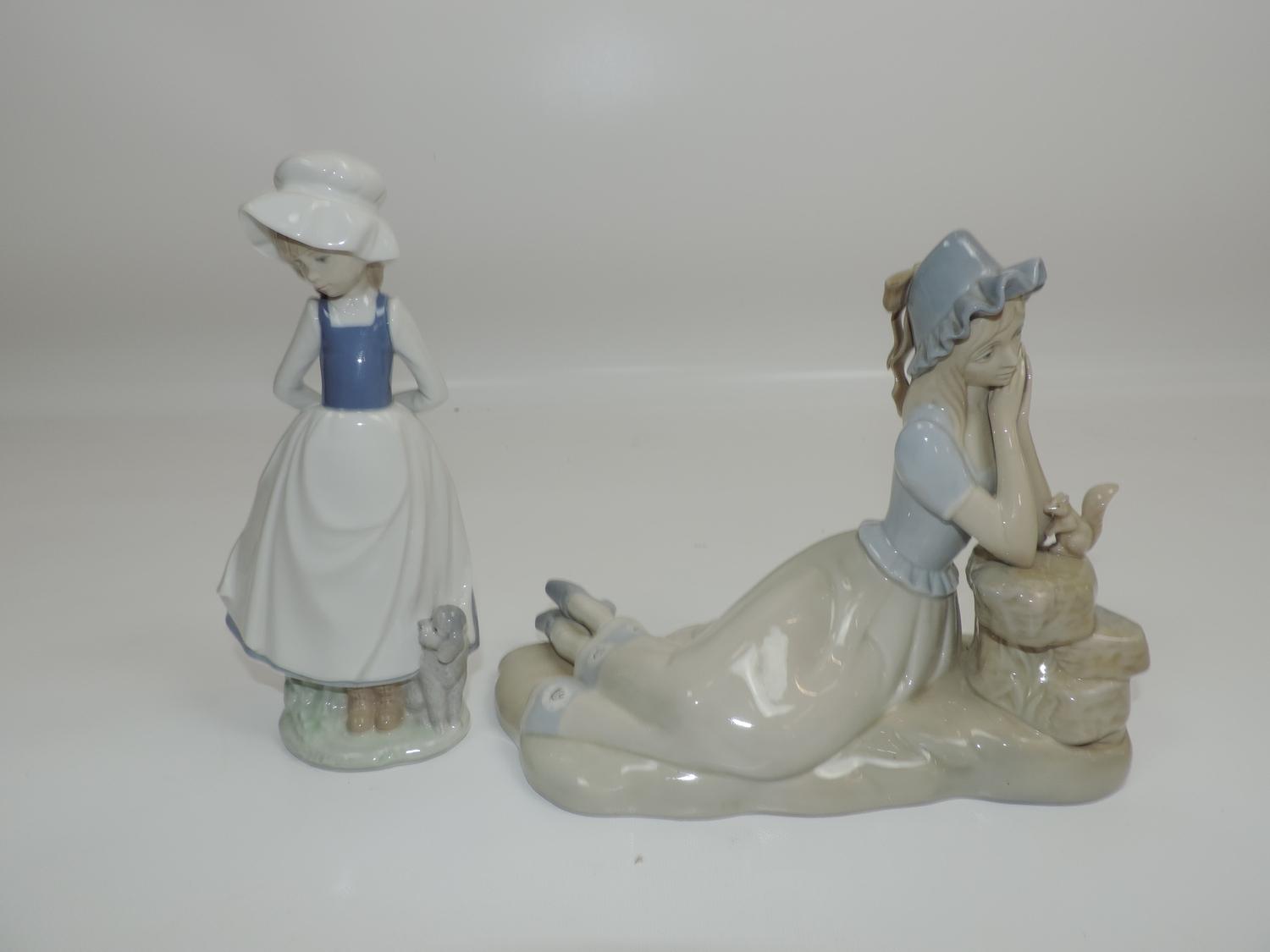 2x Spanish Porcelain Figures - One Miguel and Other Is Lladro (Hands Missing on Lladro)