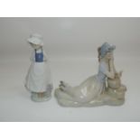 2x Spanish Porcelain Figures - One Miguel and Other Is Lladro (Hands Missing on Lladro)