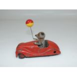 Vintage 1950s Schuco Sonny Mouse 2005 Tin Wind Up Toy Car - Missing Key