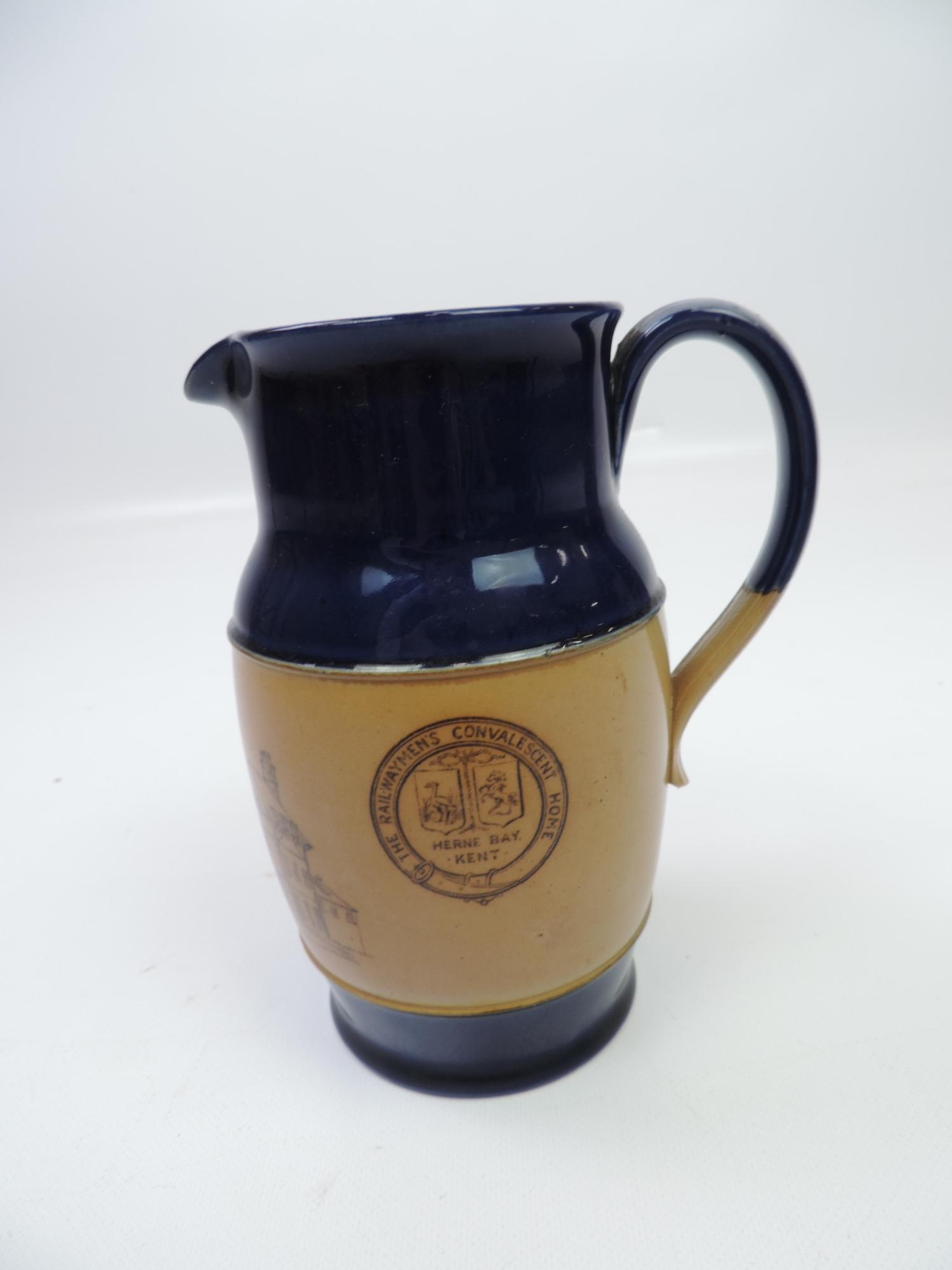 Royal Doulton Salt Glaze Stoneware Jug Made for the Railwayman’s Convalescent Home in Herne Bay,