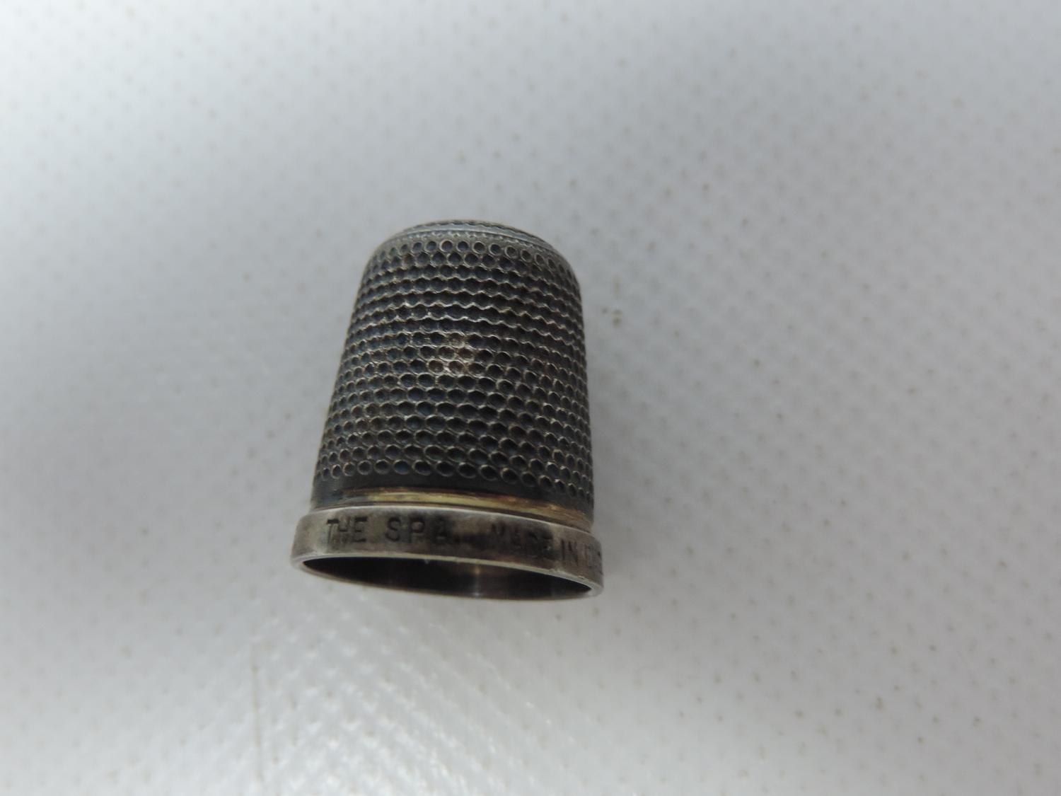 Silver Napkin Ring Engraved 'Pearl' and a Silver Thimble 'H.G&S The S.P.A' - Approximately 29 grams - Image 6 of 6