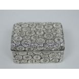 Unmarked Silver Trinket Box with Intricate Floral Design