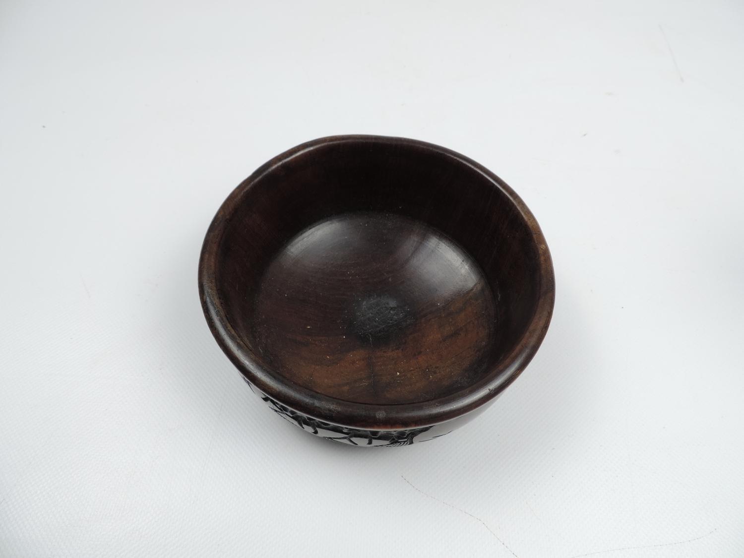 Oriental Wood Carved Ornament, Bowl and Ceramic Pin Dish - Image 5 of 7