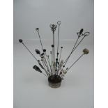 Quantity of Hatpins in Cushion - Some Silver