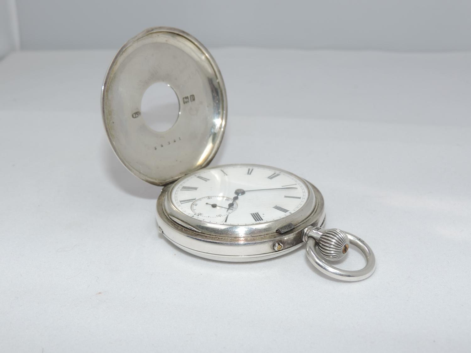 Sterling Silver Half Hunter Pocket Watch Circa 1910 London - Working Condition