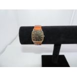 9ct Gold Omega De Ville Gents Wristwatch with Crocodile Strap