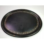 Lacquered Paper Mache Oval Tray with Mother of Pearl Inlay