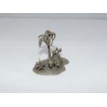 A Dutch Silver Miniature of a Man on a Donkey under the Palm Tree - Hallmarked with the Dutch