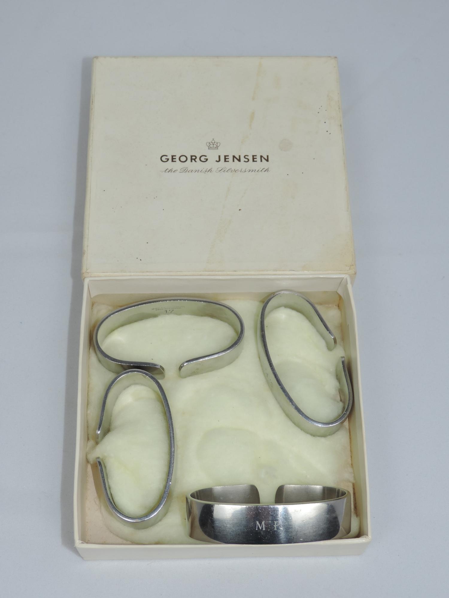 4x Georg Jensen Napkin Rings in Original Box