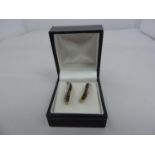 Pair of 9ct Yellow Gold Sapphire and Diamond Earrings - 2.6 grams