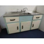 Vintage Kitchen Unit with Sink and Draining Board - 63" Wide