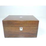 Fitted Rosewood Travelling Vanity Box with Silver Plated Topped Pots and 2x Silver Topped