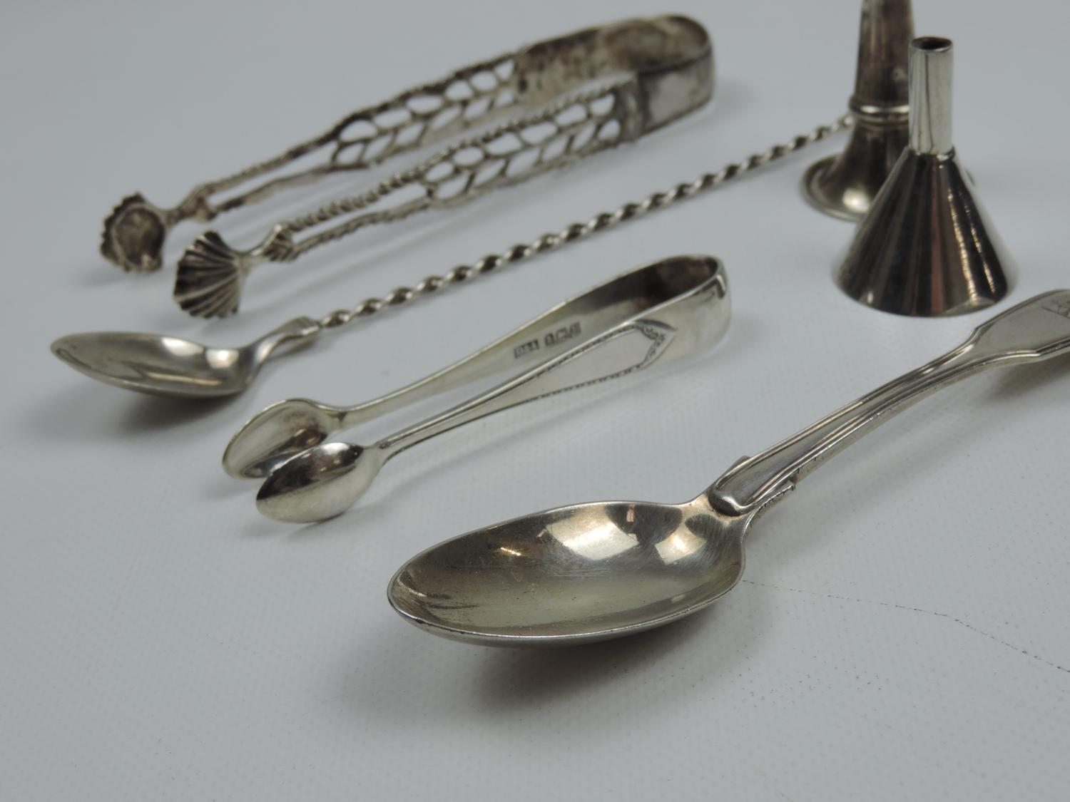 Various Silver Flatware - Perfume Funnels, Spoons and Sugar Nips - Image 2 of 5