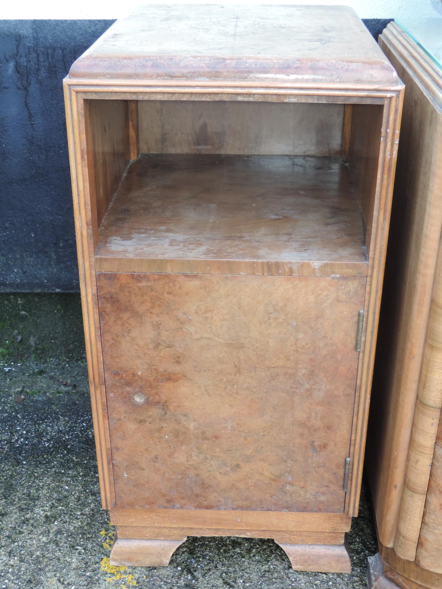 1930's Suite of Burr Walnut Veneered Bedroom Furniture - Wardrobe, Tallboy, Headboard, Dressing - Image 7 of 8