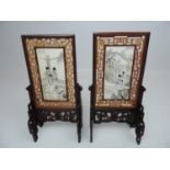 2x Chinese Ivory Table Screens