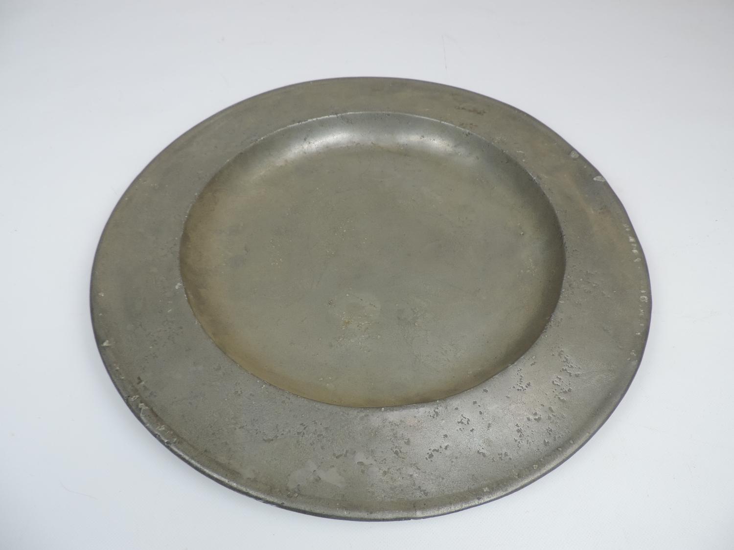 18.5" Pewter Charger By Hutchins of Tavistock C1680-1730 - Touch Mark to Verso