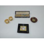 Dolls House Jug and Glass Set, Miniature Porcelain Plaque, Photo Frame and 2x Napkin Rings with