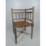 Beech Bobbin Turned Corner Chair in Original Paint