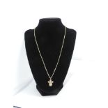 9ct Yellow Gold Box Link Chain with Fleur-De-Lis Pendant - 8.6 grams