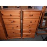 Pair of Pine Five Drawer Cabinets