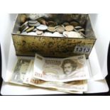 Tin of Foreign Coins & Bank Notes