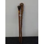 2x Walking Sticks - One Silver Topped