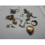 Quantity of Scrap Silver to include a 9ct Front & Back Locket