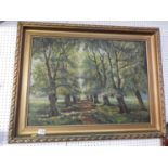 Signed Gilt Framed Oil on Canvas - Forest Scene
