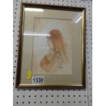 Signed Framed Watercolour - Mother & Child