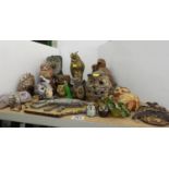Large Quantity of Owl Ornaments - Brass and Cloisonne etc